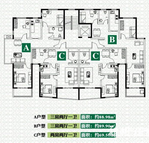 三期整层户型图㎡